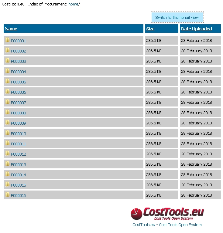 Document Web Explorer for CostTools administrators